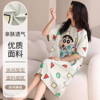 勋阳宇乐 睡裙女夏女士睡衣带胸垫甜美清新印花