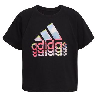 adidas 女童短袖插肩袖宽松T恤 运动休闲上衣