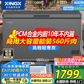 星星 400升商用单温冰柜减霜无需频繁除霜冰箱冷藏冷冻转换保鲜节能顶开门