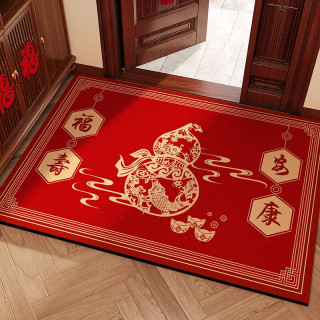KAYE 喜庆红色入户门地垫防滑垫子 GZN-Y倾颜-福寿安康 40X60cm
