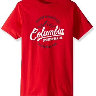 Columbia 男士图案T恤 纯棉透气 经典圆领短袖运动休闲上衣