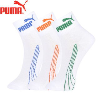 PUMA 男袜子男士运动休闲款透气吸汗中筒棉袜男款黑白袜夏季3双