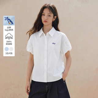 茵曼 女士通勤简约POLO领宽松短袖衬衫 2026