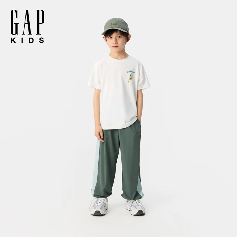 Gap/盖璞 男童夏季撞色拼接网眼束口休闲长裤