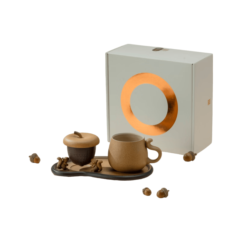 万仟堂 举个栗子 陶瓷办公杯 带茶盘