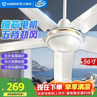 艾美特 楼顶扇大风力吸顶五叶吊扇电风扇工业工厂宿舍铜芯电机风扇FZ5622