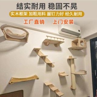 哆啦宠物 猫爬架墙壁式猫跳台猫别墅配件上门安装实木吊床猫窝太空舱走廊墙
