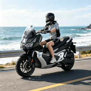 大阳电动车 大阳ADV150青春版燃油踏板摩托车城市通勤代步省油26款 哑闪黑赠尾箱