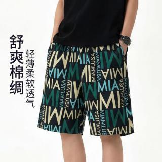 GOSO 睡裤男夏季薄款休闲宽松印花家居裤短裤沙滩裤