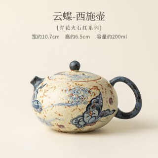 棠门 做旧陶瓷云蝶西施壶