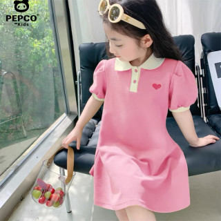 小猪班纳 女童夏季连衣裙2026新款洋气儿童公主裙女宝宝夏装无袖背心连衣裙 Polo裙1018-粉色 130