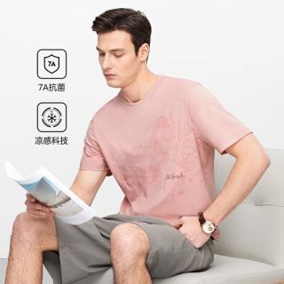 七匹狼 男士时尚休闲圆领短袖T恤