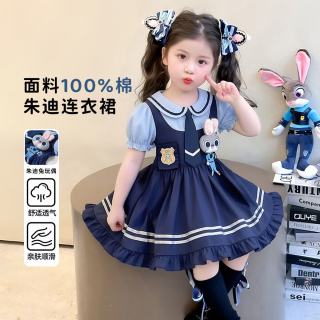 迪士尼 连衣裙纯棉女童裙子夏季2026新款洋气兔子警官儿童衣服女孩公主裙