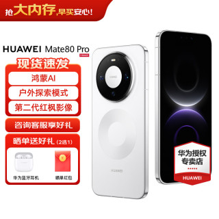 华为 Mate 80 Pro 第二代红枫影像鸿蒙AI直屏鸿蒙手机华为mate80pro手机 官方正品 雪域白 16GB+512GB