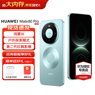 华为 Mate 80 Pro 第二代红枫影像鸿蒙AI直屏鸿蒙手机华为mate80pro手机 官方正品 云杉绿 16GB+512GB