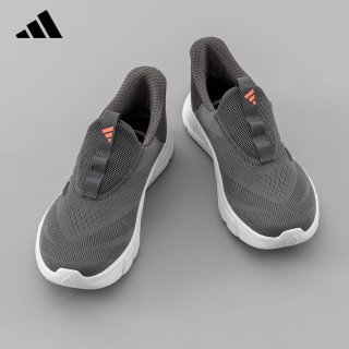 adidas 男款休闲鞋 一脚蹬透气网面运动跑步鞋