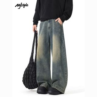 百亿补贴：MJ STYLE 男款复古弯刀牛仔裤 直筒宽松潮牌阔腿休闲长裤