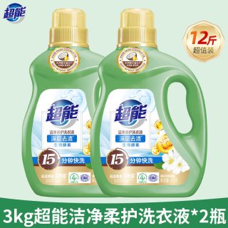 超能 洁净柔护洗衣液 3kg*4瓶 自然清香