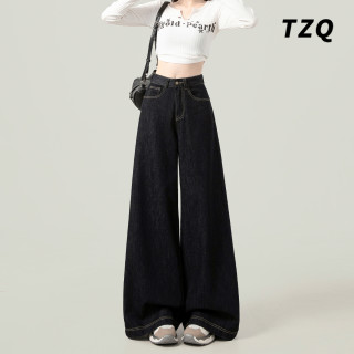 淘稚气 黑色阔腿牛仔女款爆款2026夏季新款显瘦高腰百搭宽松直筒裤