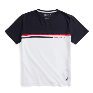 NAUTICA 男式 时尚T恤 Nautica 男士Navtech拼色T恤 圆领 短袖 经典版型