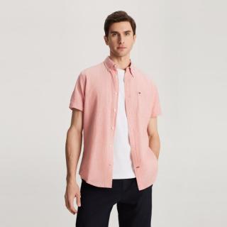 TOMMY HILFIGER 春夏男透气轻薄休闲纯色短袖衬衫外套