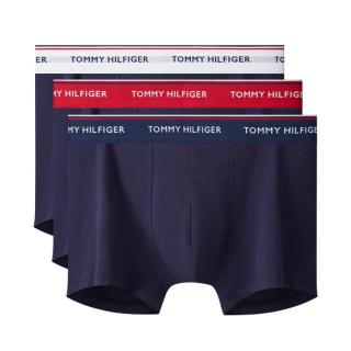 TOMMY HILFIGER 男提花腰边贴身青少年四角裤三条装