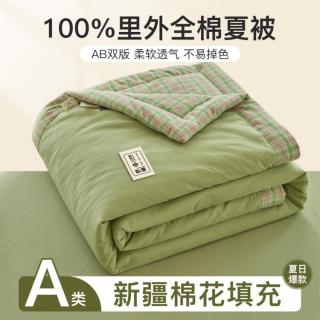 洁丽雅 100%棉花夏凉被可机洗纯棉空调被a类里外全棉夏被薄被子被芯