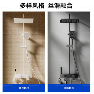浪鲸 智能花洒淋浴套装 全铜增压顶喷 枪灰色