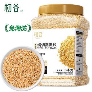 初谷 钢切燕麦粒1200g罐装原味无添加蔗糖高纤麦片早餐谷物代餐 钢切燕麦1200g罐装