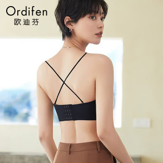 欧迪芬 无痕聚拢防滑抹胸文胸 黑色 XL