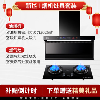Frestec/新飞家用智能语音自动清洗大吸力油烟机猛火双灶烟灶套装