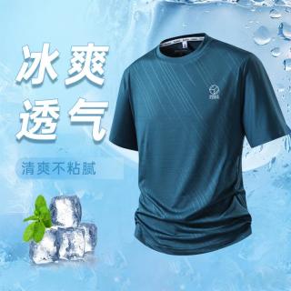 WHOLE EARTH 夏季2026男士宽松短袖冰丝户外跑步T恤透气上衣健身运动服男