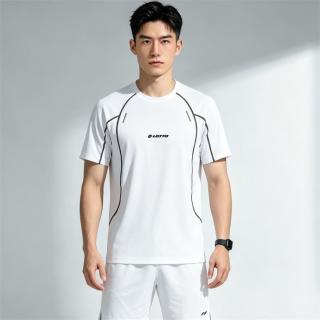 乐途 夏季运动冰丝速干短袖t恤男女辑明线设计感撞色跑步健身圆领上衣