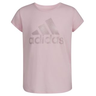 adidas 大童女性运动T恤 短袖棉质基础T恤