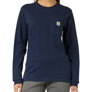 carhartt 女式 K126 工作服口袋长袖 T 恤（常规和加大码） *蓝