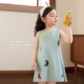 LUSON 童装 女宝宝背心裙洋气2026夏新款女童超好看宽松印花公主裙 紫色 120