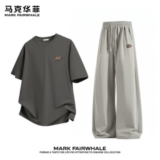 马克华菲 美式潮流纯棉T恤短裤运动两件套