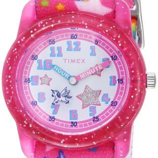 TIMEX 女童石英手表 粉色独角兽 弹性织物表带