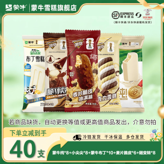 蒙牛 随变40支麦片脆皮小尖尖牛乳巧克力牛奶优牧布丁雪糕冰淇淋混合共40支