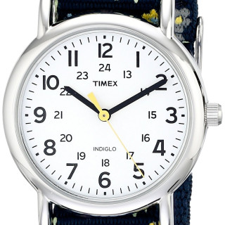 TIMEX 女士石英腕表 31毫米 白盘 蓝色花卉尼龙表带