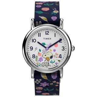 TIMEX 女士石英腕表 31mm圆形表盘 尼龙表带 30米防水 史努比花卉图案
