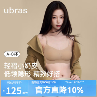 Ubras 虞书欣同款无尺码小奶皮细肩带粉底液隐形无痕内衣女夏季薄文胸 冷桃粉色 均码 -标准版
