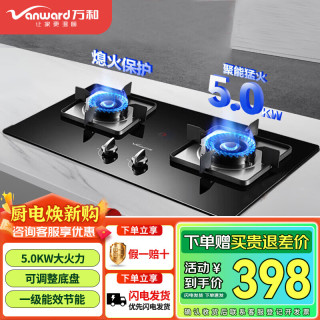 万和 燃气灶一级能效 5.0大火力嵌入式台式两用 灶具家用煤气灶天然气灶 猛火双灶 底盘可调节