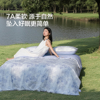 水星家纺 A类抑菌全棉针织双感夏被 柔软凉感空调被可水洗大豆纤维夏凉被芯 柔棉全棉针织夏被·雨林秘境