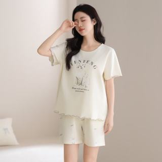 芬腾 纯棉短袖短裤家居服套装 多色可选