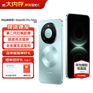 华为 Mate 80 Pro Max 全金属玄武架构 超透亮灵珑屏鸿蒙手机华为mate80promax官方正品 极光青 16GB+512GB