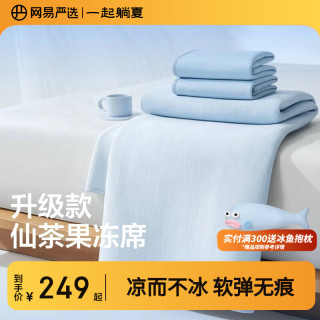 网易严选 A类母婴级冰丝凉席 床笠款 150cm*200cm 冰晶蓝 三件套