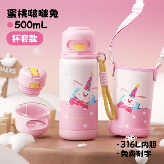 HAERS 儿童保温吸管水杯耐摔便携杯套款 500mL