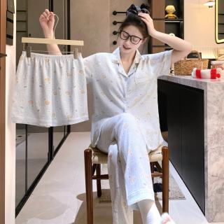 芬腾 云朵棉 短袖短裤长裤带胸垫家居服三件套 断码特价