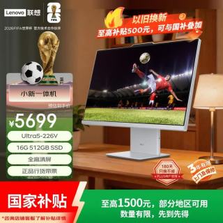 联想 小新一体台式机电脑27英寸(酷睿U5-226V 16G 512GB SSD 无线键鼠 win11 )云影